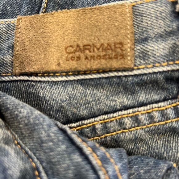 Carmar patchwork jeans size 26 waist boutique jeans distressed knee frayed - Picture 10 of 13